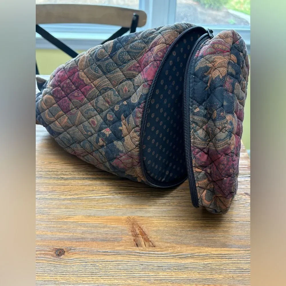 Paisley Quilted Drawstring Cosmetic Bag